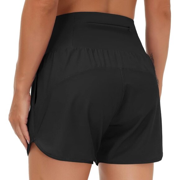 Women’s High Waist Running Shorts with Liner Athletic Hiking Workout Shorts - Picture 3 of 7